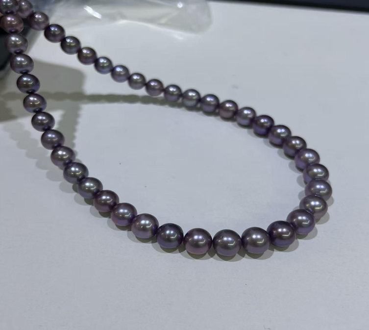 F44 紫珍珠串鏈9-12mm (YS41300X1234) 紫色S925銀 $4688 實物勁靚❤️