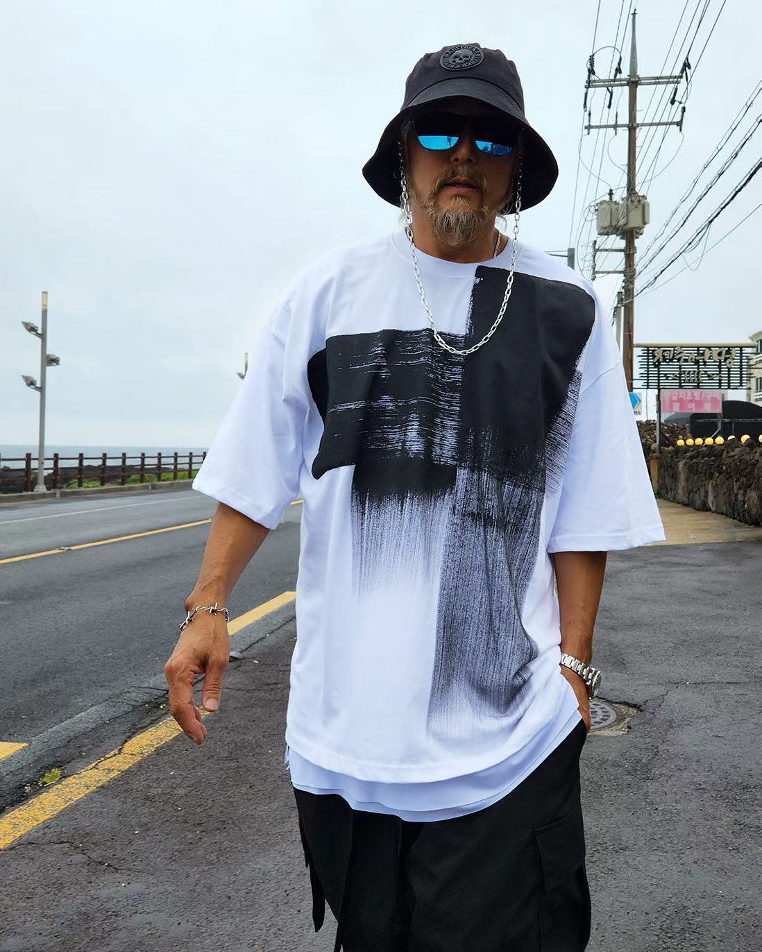 Oversize油漆短袖Tee T4870