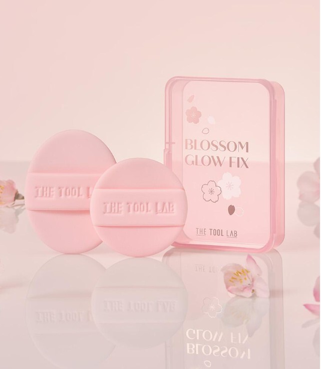 櫻花粉限定THE TOOL LAB 櫻花粉橢圓粉撲*2＋圓形粉撲*2+專用收納盒+小洗刷具皂 (B款)