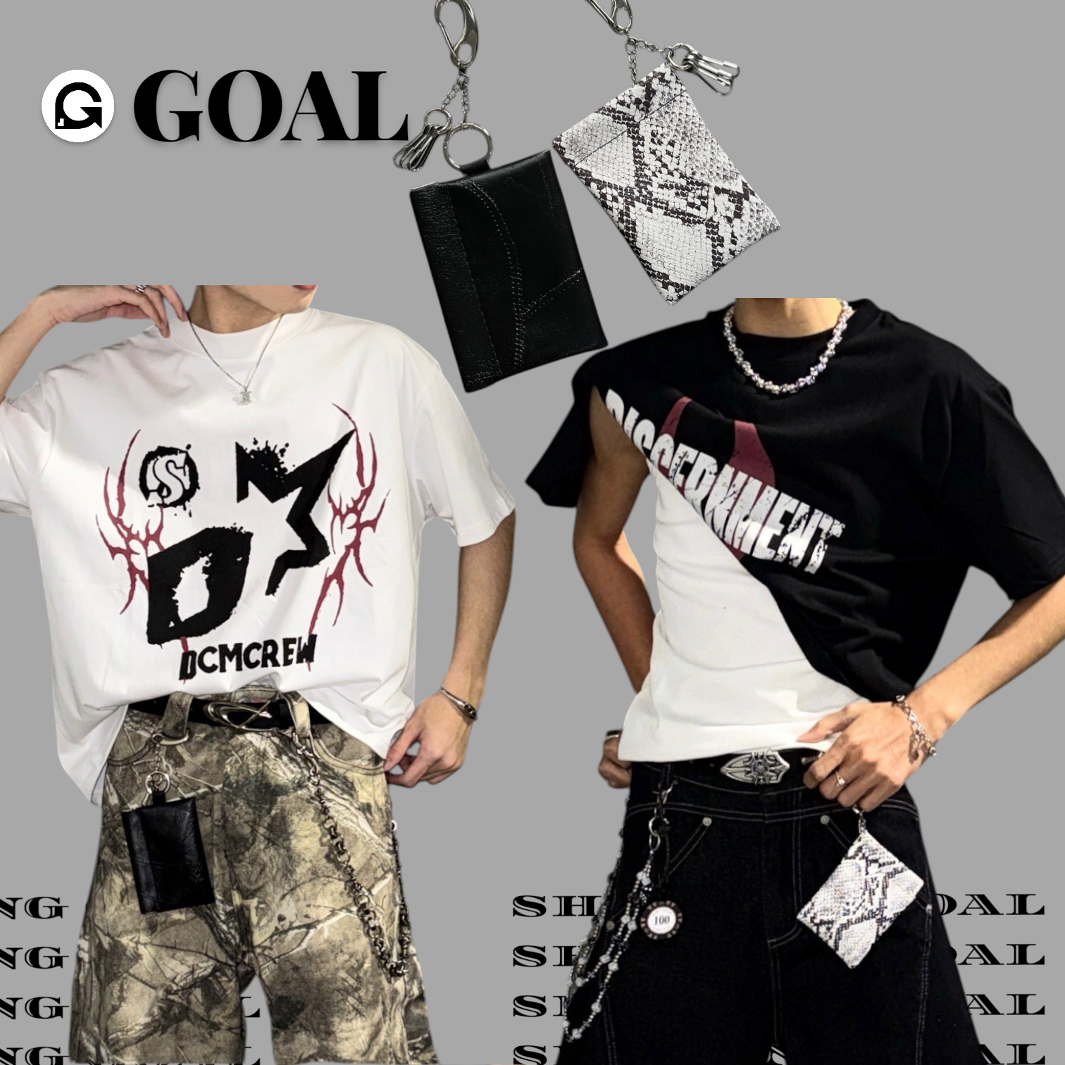 (GOAL) 美式蛇紋卡包 鑰匙掛包