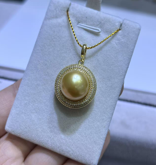 F64 "海水南洋金珠吊墜  (送銀鏈)" (63YS1340A2093) 15-16mm金色 S925银 $3188