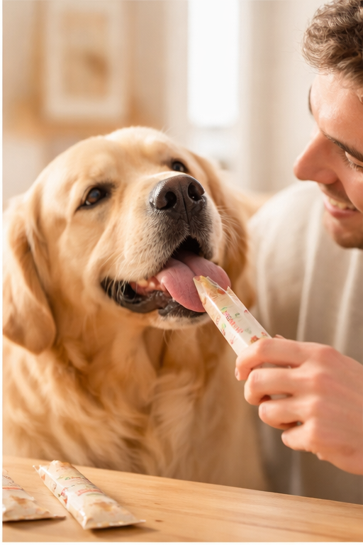 主人餵食毛孩情境圖