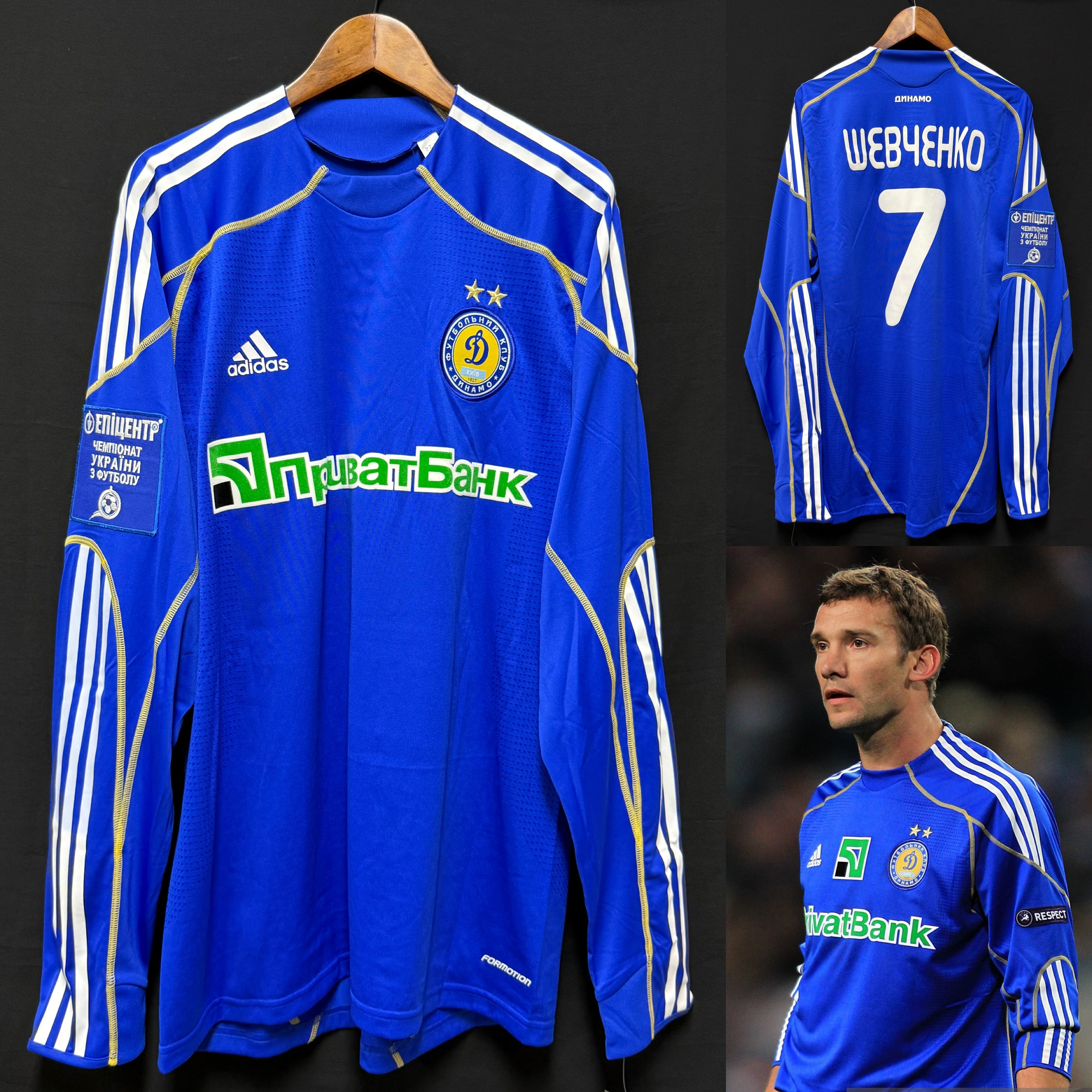 (Player Issue) Kyiv Dynamo 2010-2011 Adidas L/S Away Player Issue Shirt #7 SHEVCHENKO