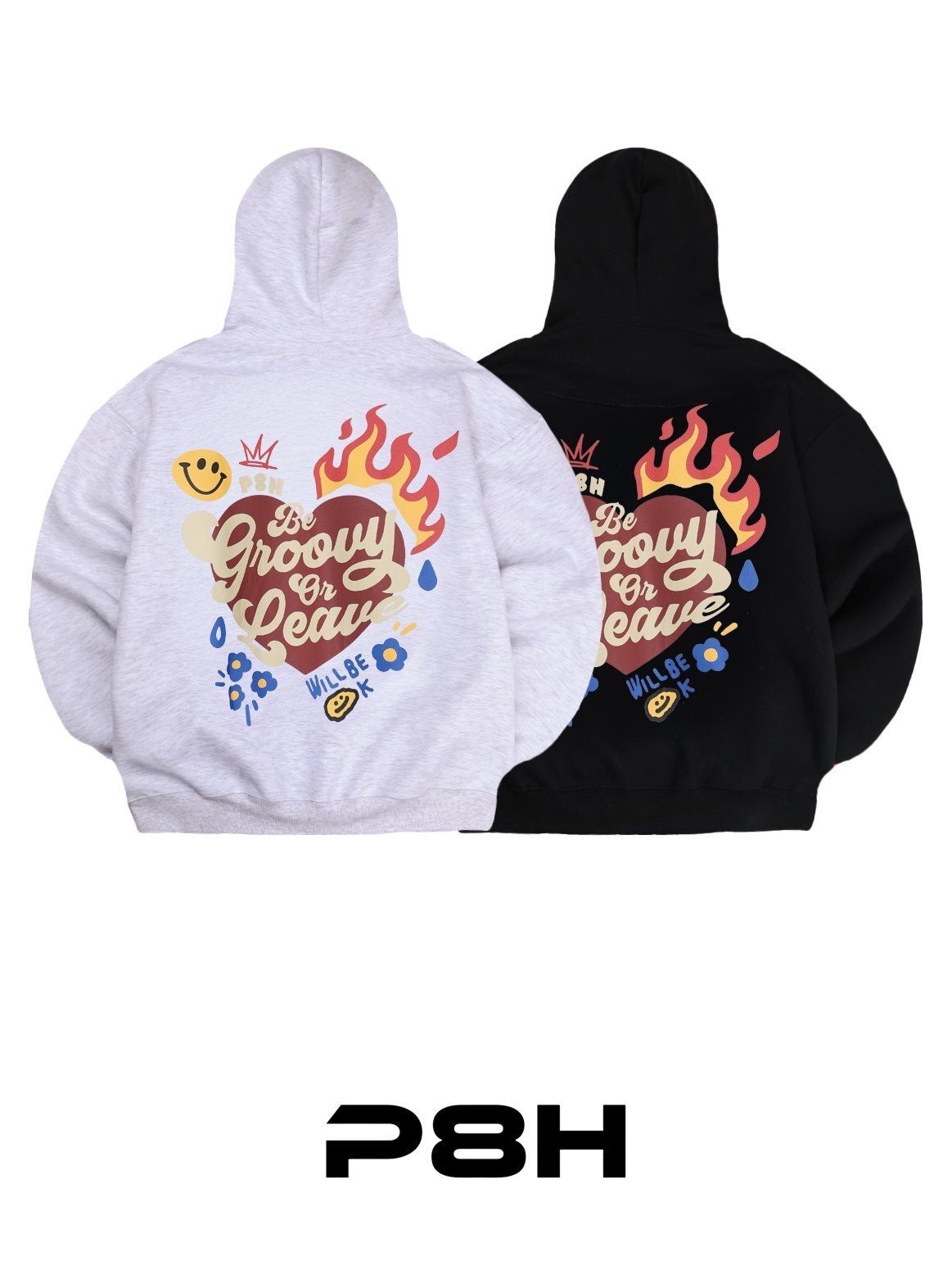 英文字圖案連帽衛衣 P8H-167T