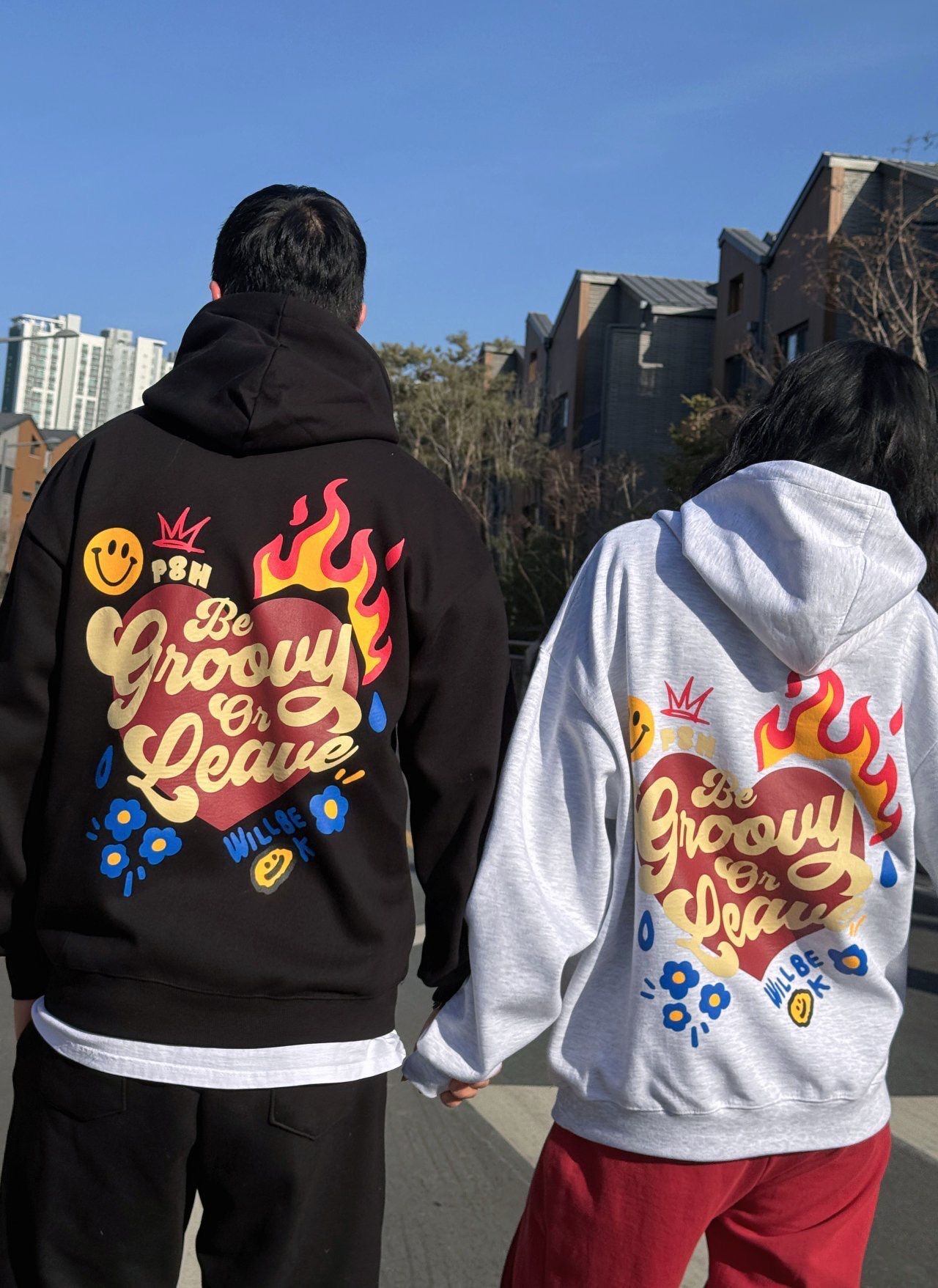 英文字圖案連帽衛衣 P8H-167T