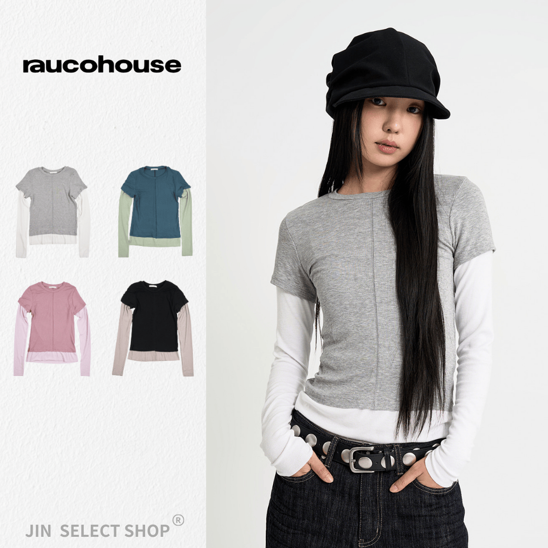 🇰🇷韓國 Raucohouse 雙層長短袖造型針織薄長袖 長TEE 彈性