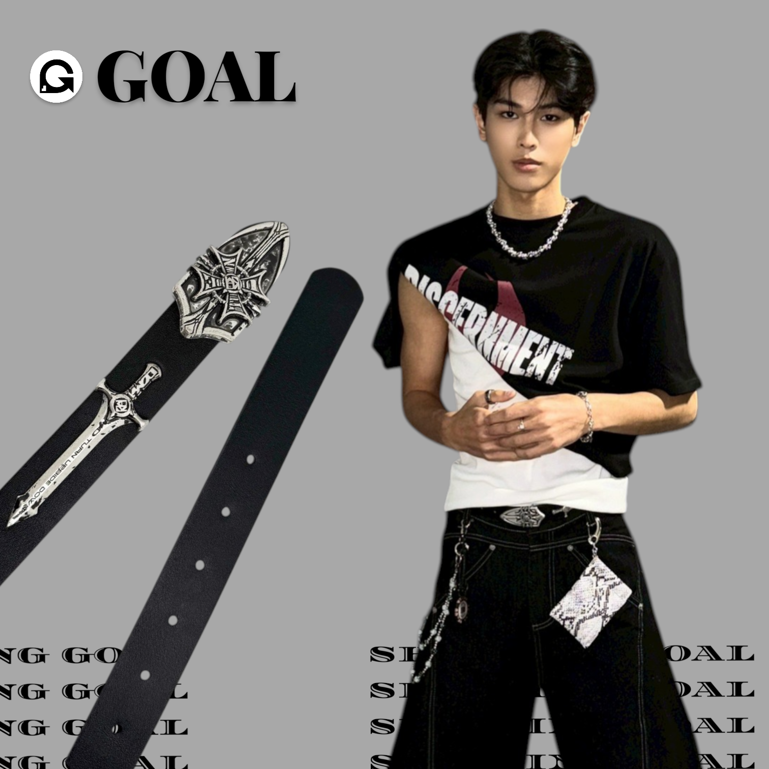 (GOAL) 經典藤蔓十字架皮帶