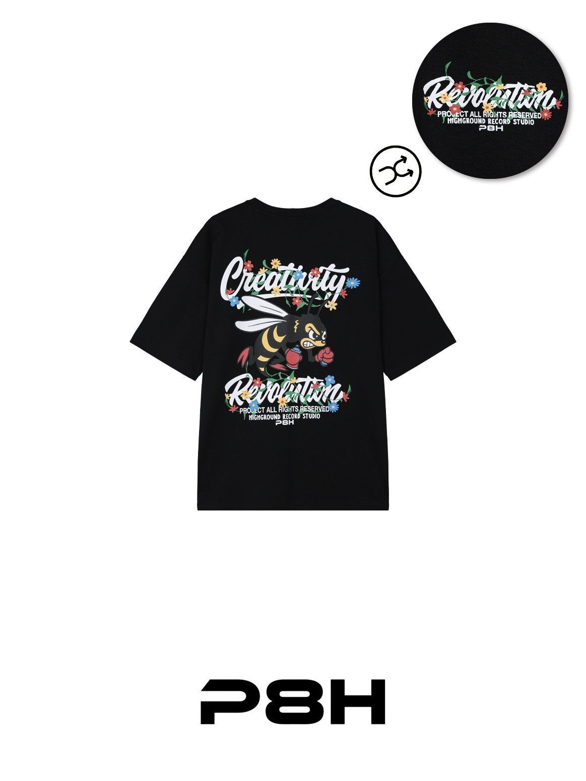 英文字圖案短袖Tee P8H-171T