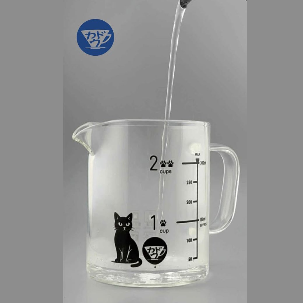 KADOU 療癒系 變色貓 咖啡壺 量杯式耐熱玻璃刻度下壺 350cc