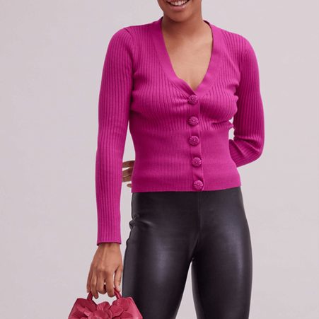 1AF0323-202 [ANNE FONTAINE] Solfege Cardigan Fuchsia #H21F221706 (EU)
