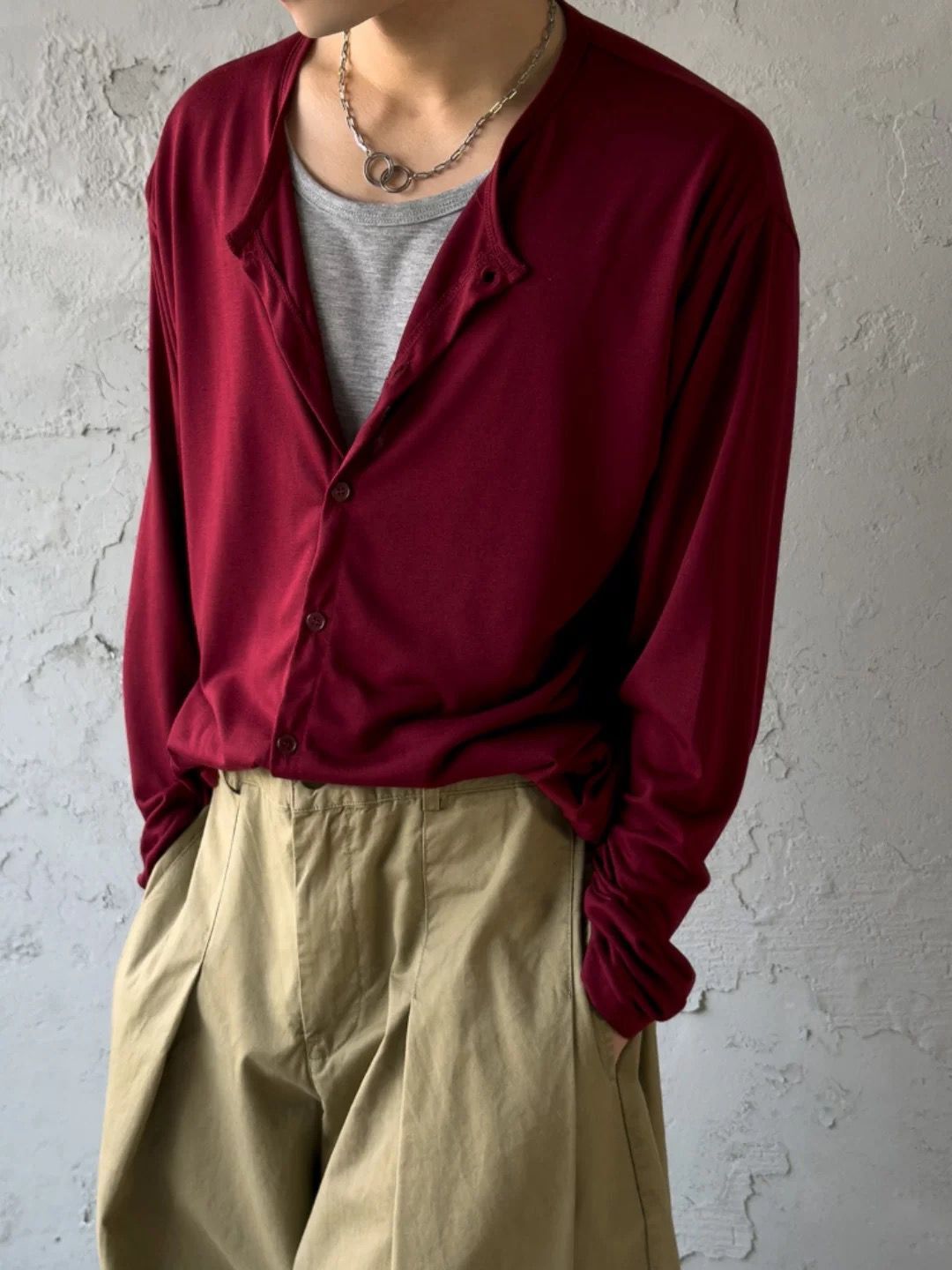 假兩件拼色長袖衫 Veil-087T