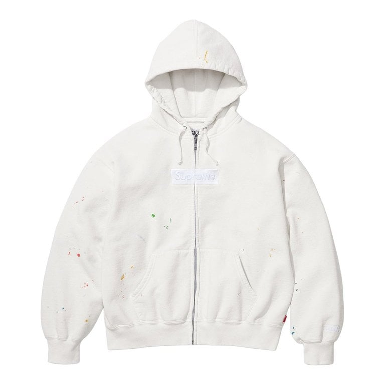 『代購+即將到貨』2026SS SUPREME X Masion Margiela MM6 Box Logo Zip Up Hooded Sweatshirt 聯名 潑漆 連帽 外套