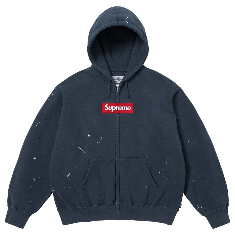 『代購+即將到貨』2026SS SUPREME X Masion Margiela MM6 Box Logo Zip Up Hooded Sweatshirt 聯名 潑漆 連帽 外套