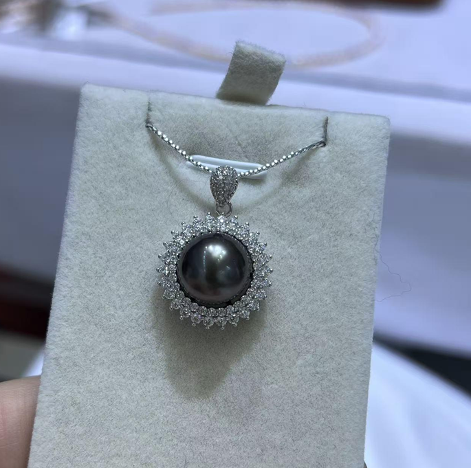 F83 "海水大溪地吊墜  (送銀鏈)" (63YS876A2166) 11-12mm 黑色 S925银 $2098