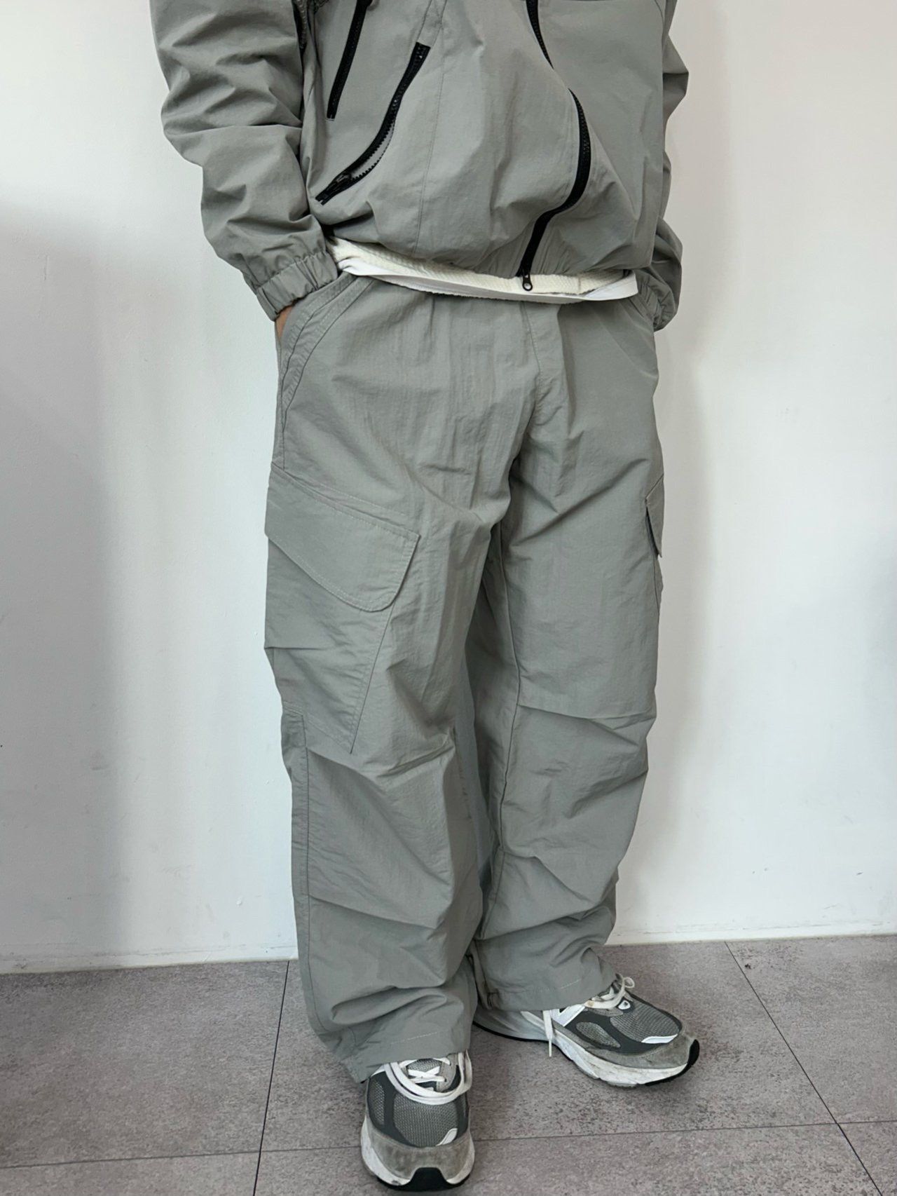 淨色可束腳工裝鬆身褲 Veil-090P