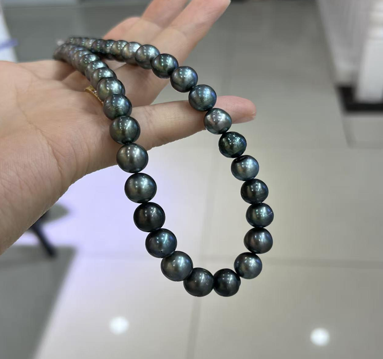 (限量2   ) A911 "海水大溪地珍珠串鏈 9-11mm" (YS46000X6414) 黑色 S925银 $9888