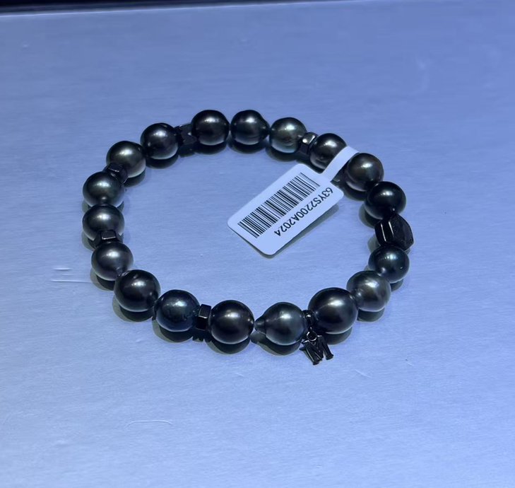 F91 海水大溪地手串 (63YS2200A2024) 9-10mm 黑色 S925银 $4988