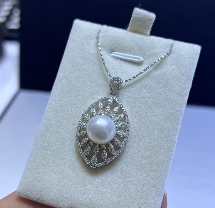 F97 "海水澳白吊墜  (送銀鏈)" (YS41524X10108) 10-11mm白色 S925银 $3488