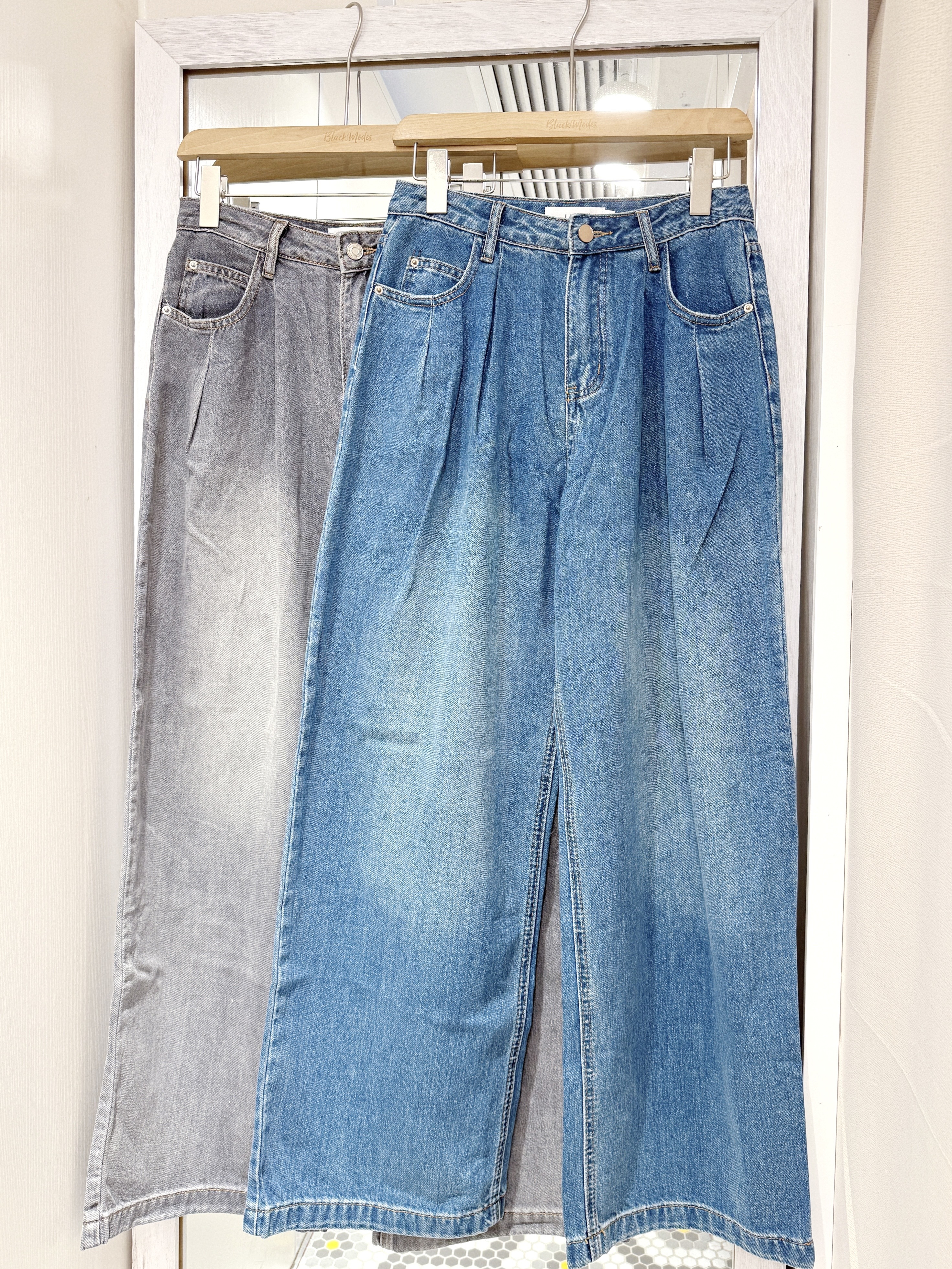 P0258｜日常微打褶直腳牛仔長褲 #J.L