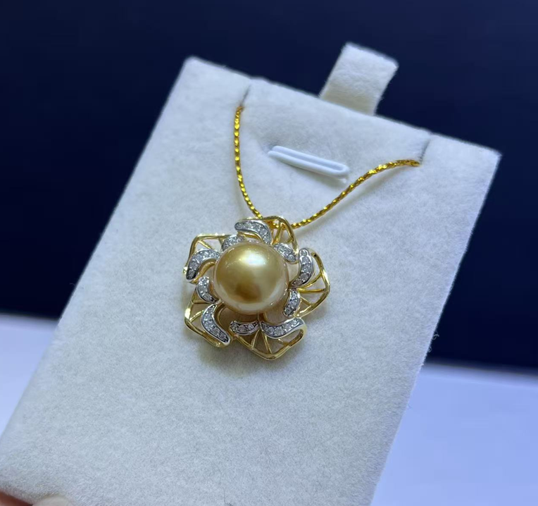 F106 "海水南洋金珠吊墜  (送銀鏈)" (63YS1314A0655) 10-11mm金色 S925银 $2988