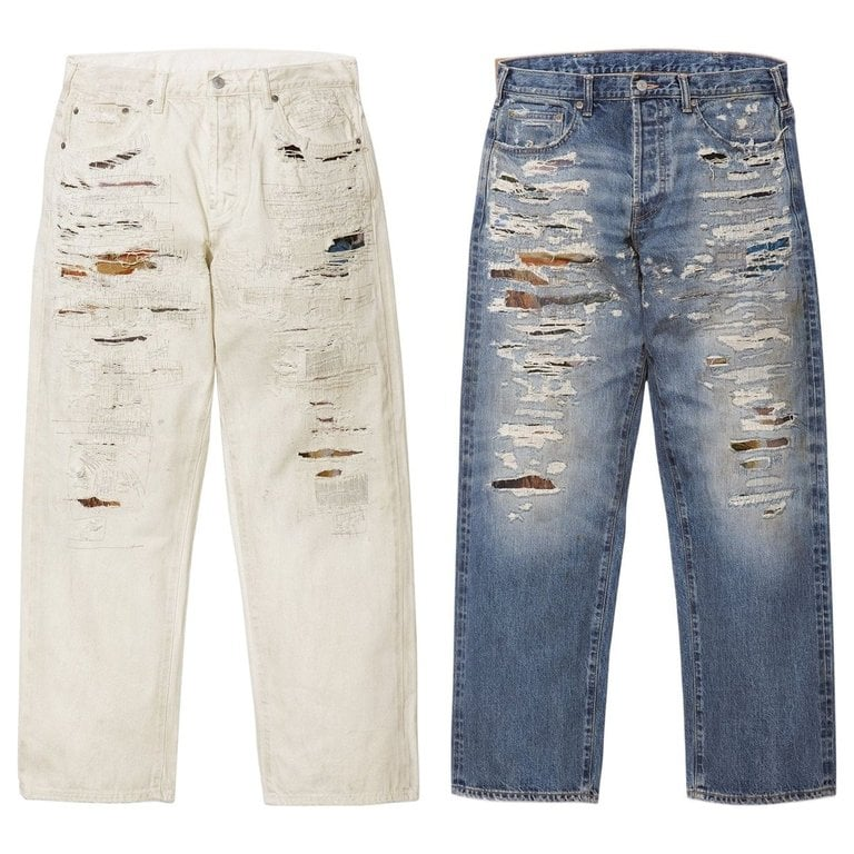 『代購+即將到貨』2026SS SUPREME X Masion Margiela MM6 Distressed Loose Fit Selvedge Jean 聯名 破壞 牛仔褲 長褲