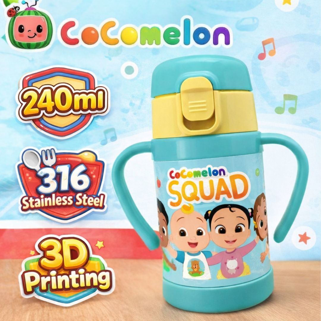 Cocomelon - 吸管雙耳不銹鋼保溫杯 (240ml)