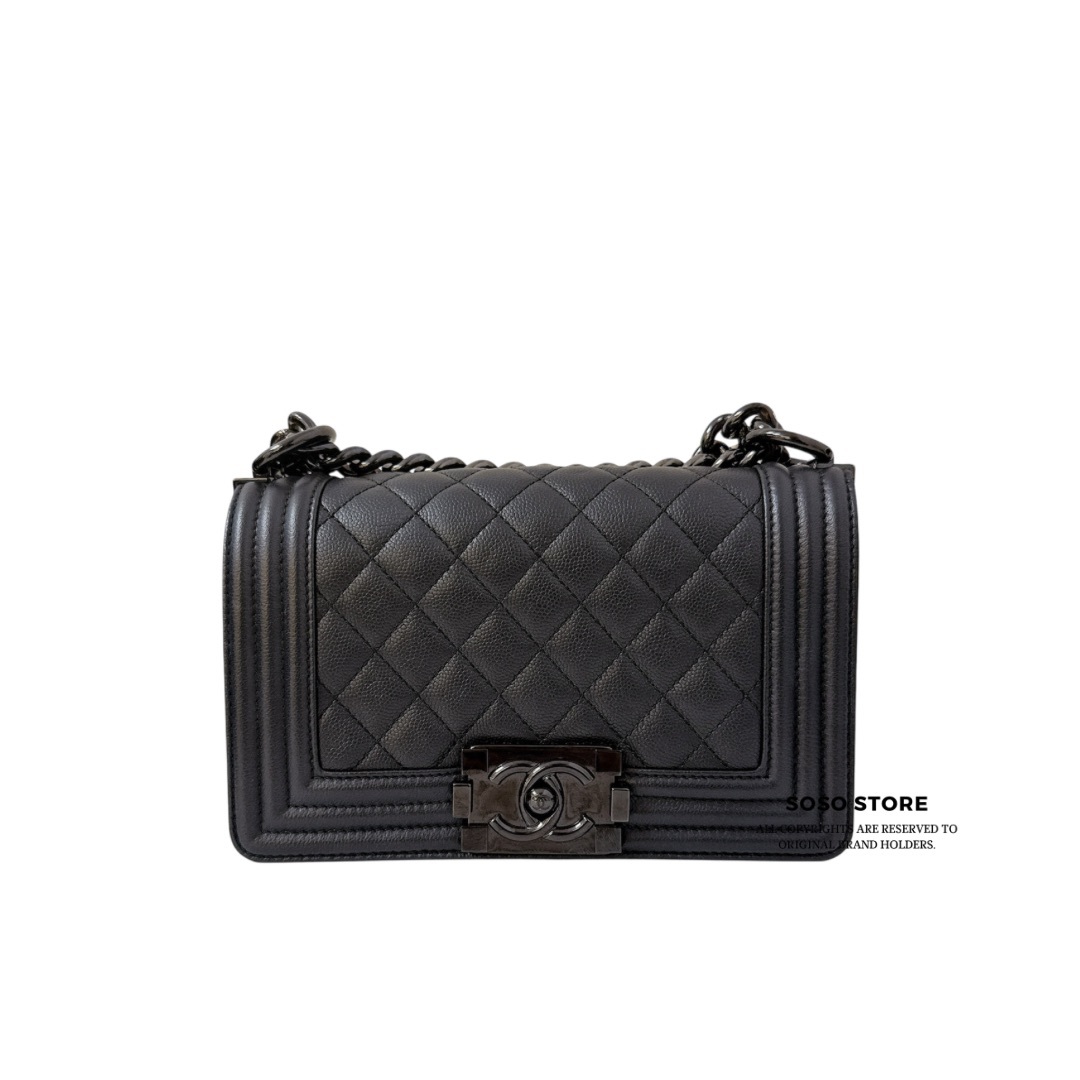 Chanel Small Boy Bag - Black / Black HW