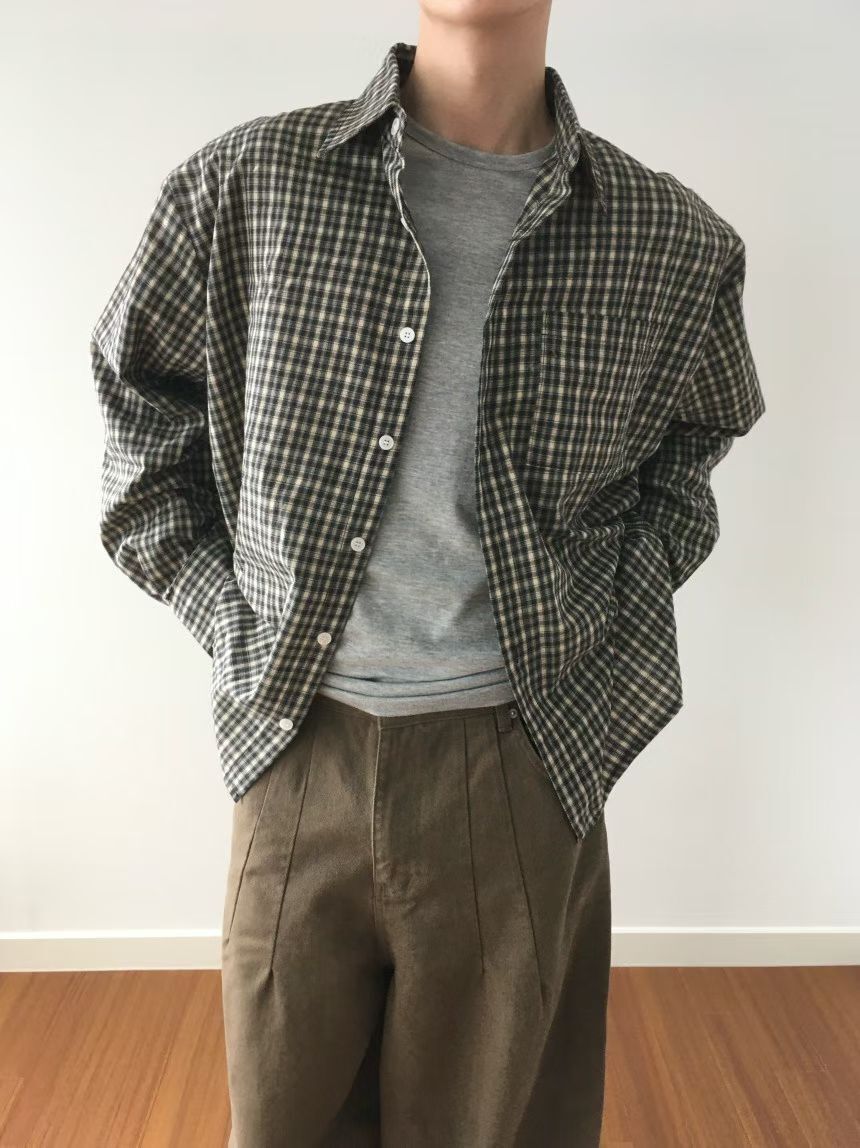 格仔長袖恤衫 SENSES-012S