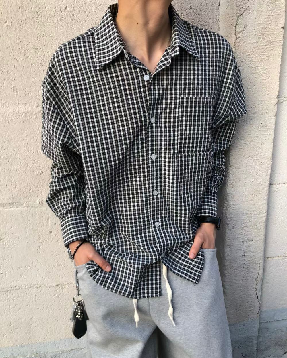 格仔長袖恤衫 SENSES-014S