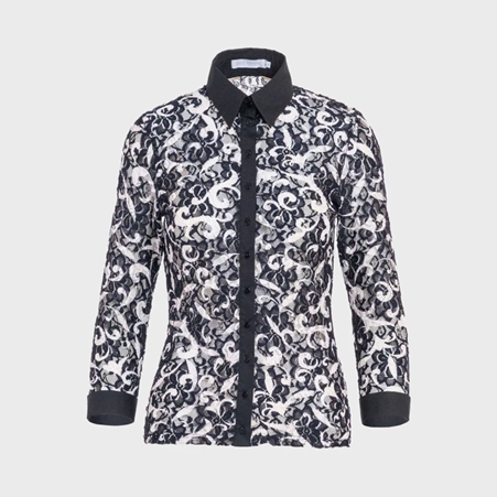 1AF0323-217 [ANNE FONTAINE] Pennie Shirt Navy Blue and White #P19F200505 (EU)