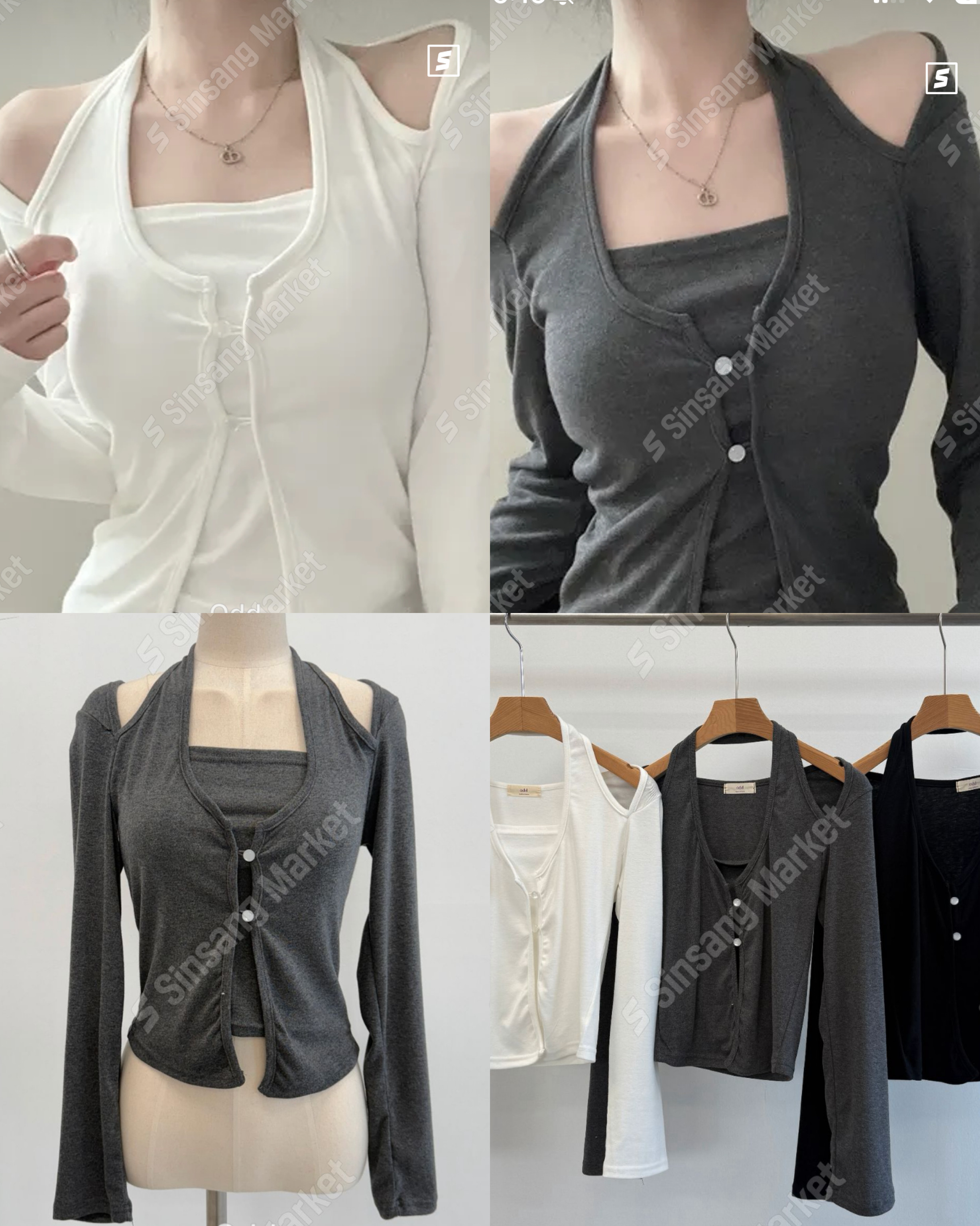 《灰色現貨》layered t-shirt