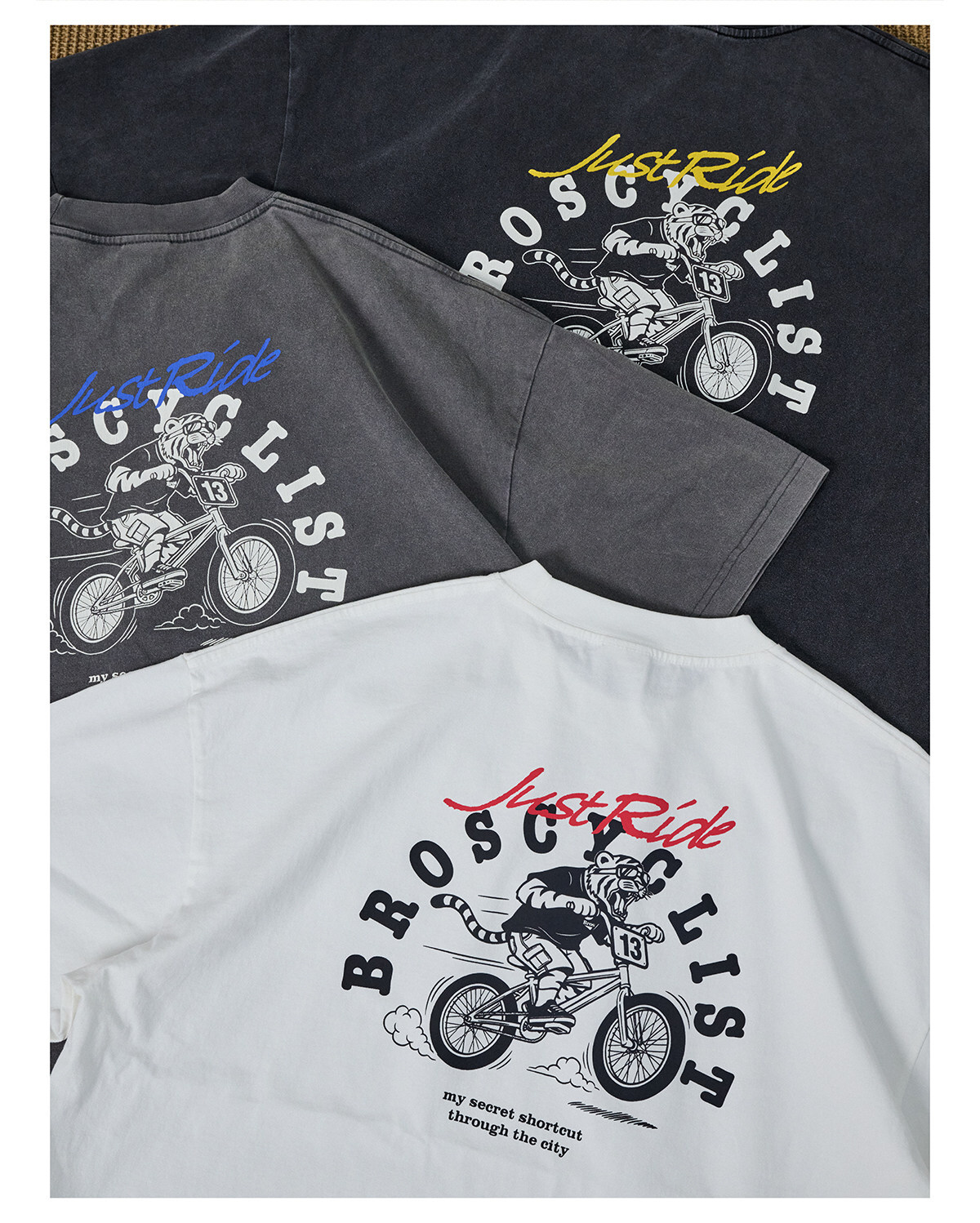 Broshood 日系復古老虎單車短T 26SS40