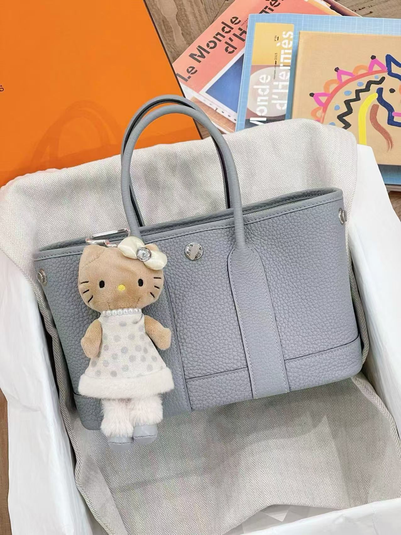 Garden party mini P0 gris pantin leather G