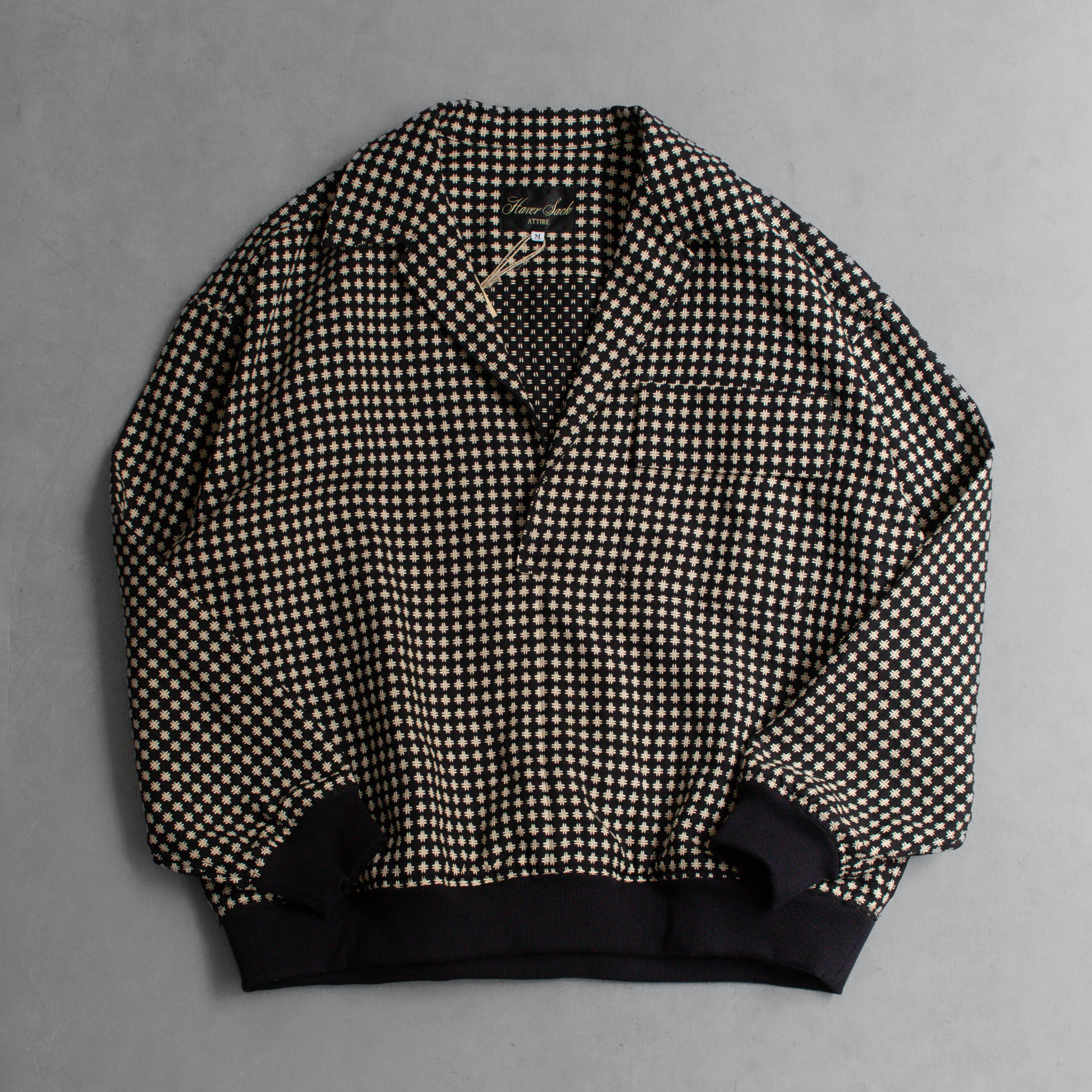 HAVERSACK SASHIKO JACQUARD PULLOVER SHIRT BLOUSON 棉麻 刺子繡 格紋 套頭 襯衫