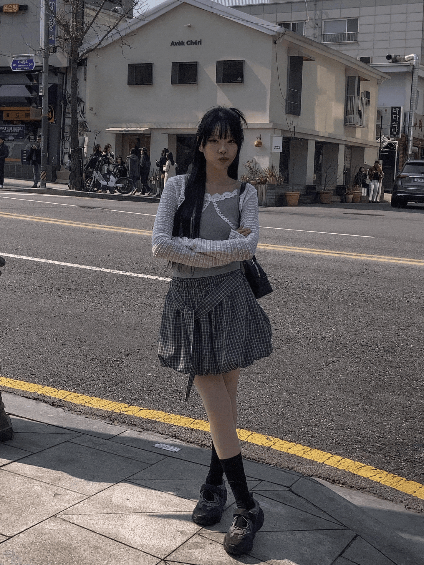 格仔綁結泡泡短裙〈🇰🇷DAY 3〉