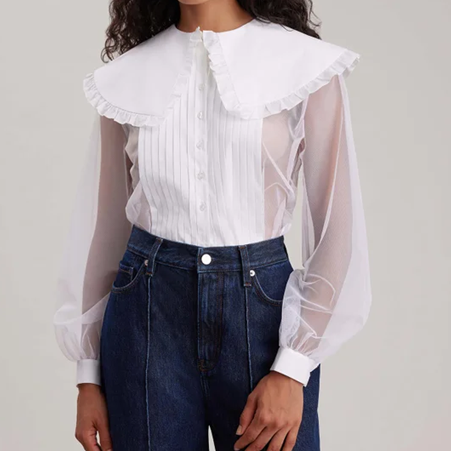 1AF0323-226 [ANNE FONTAINE] Musset Shirt White #H22F01201 (EU)