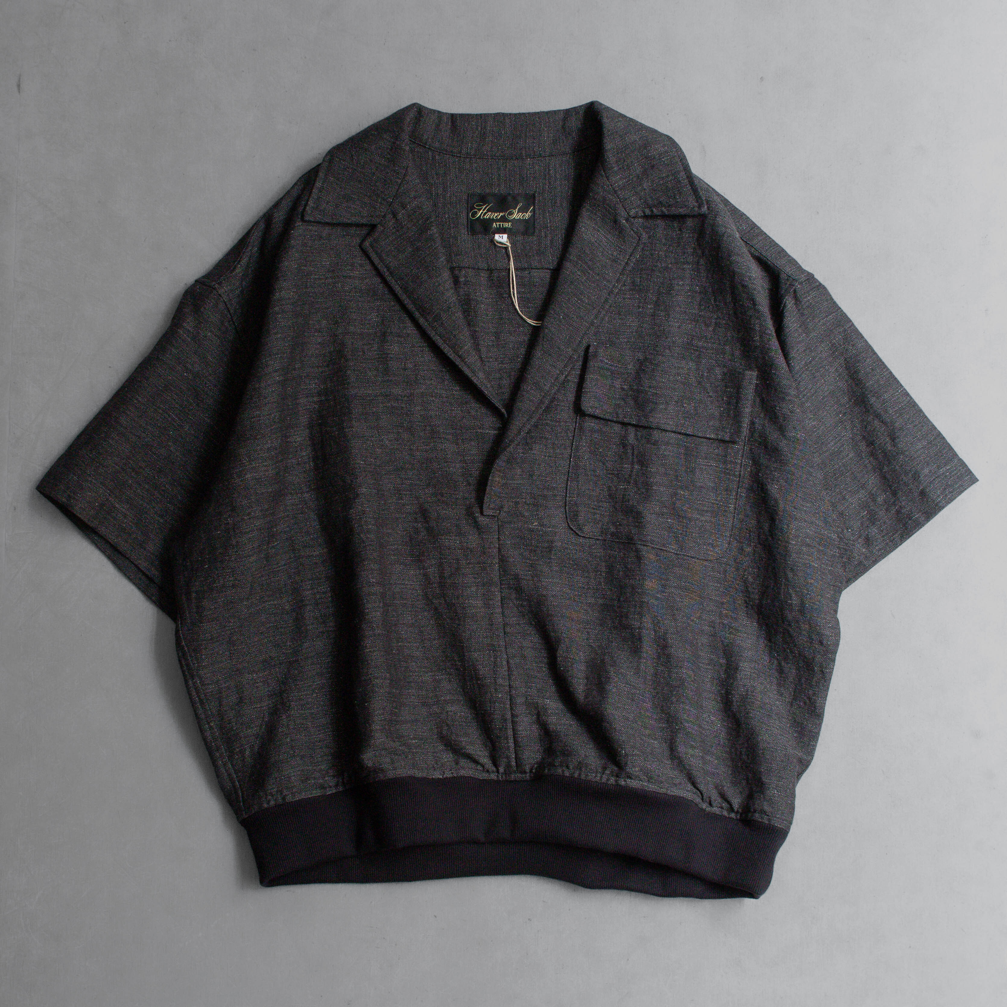 HAVERSACK COTTON LINEN HERRINGBONE BLOUSON 棉麻 人字紋 套頭 短袖 襯衫