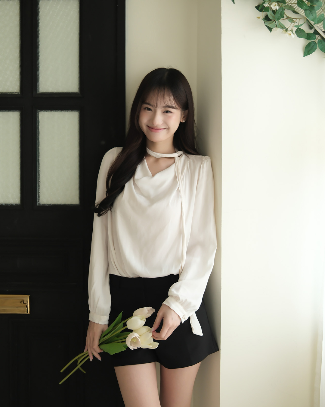 Pearl柔膚珍珠氣質綁帶襯衫 ( 3 colors)