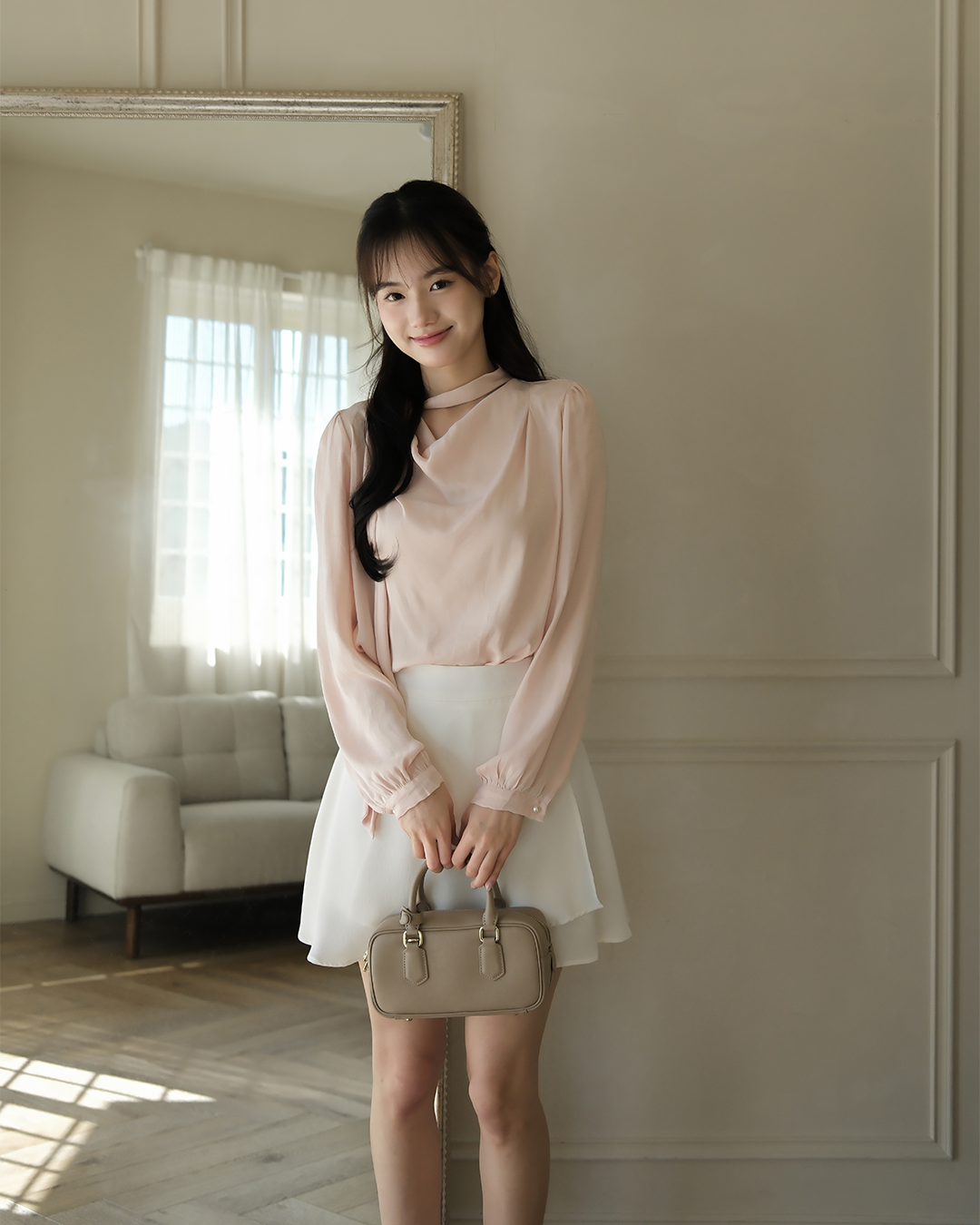 Pearl柔膚珍珠氣質綁帶襯衫 ( 3 colors)