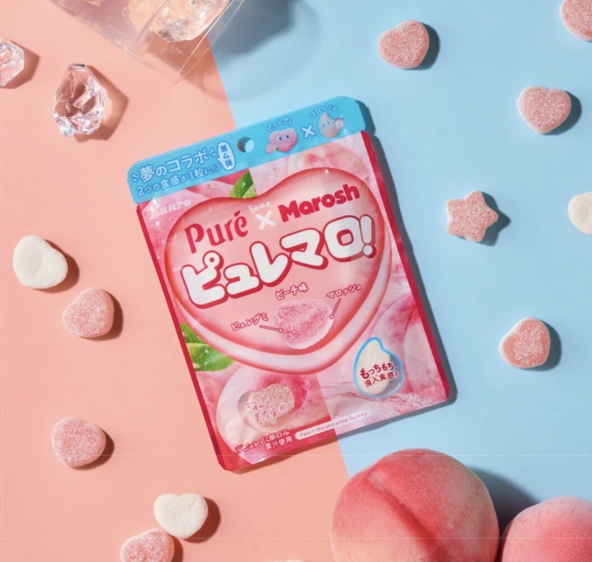 【最新發售】JP Pure x Marosh 雙重口感心心麻糬軟糖 白桃 55g 6403 TK260321