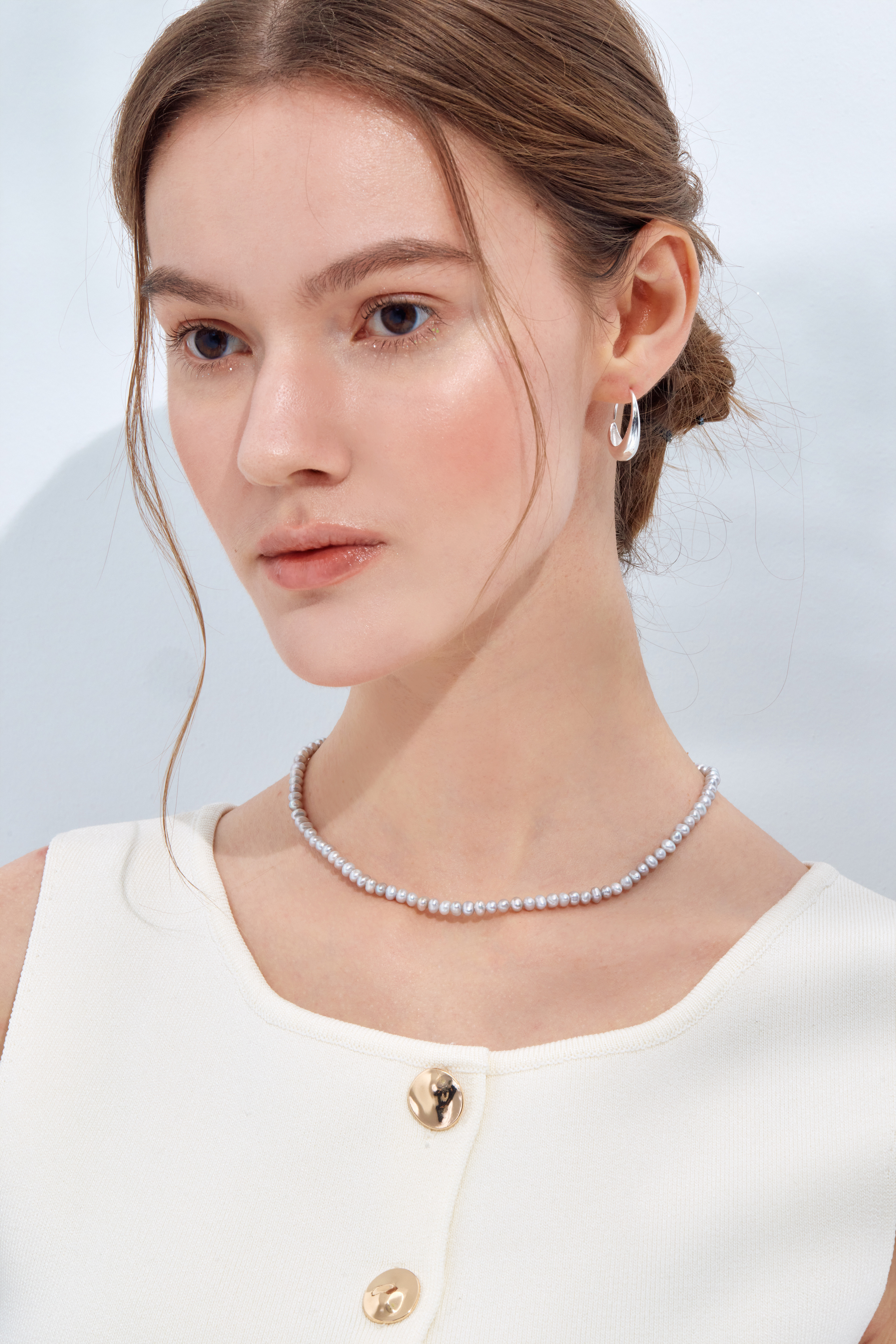 N897 | 純銀淡水灰珍珠項鍊