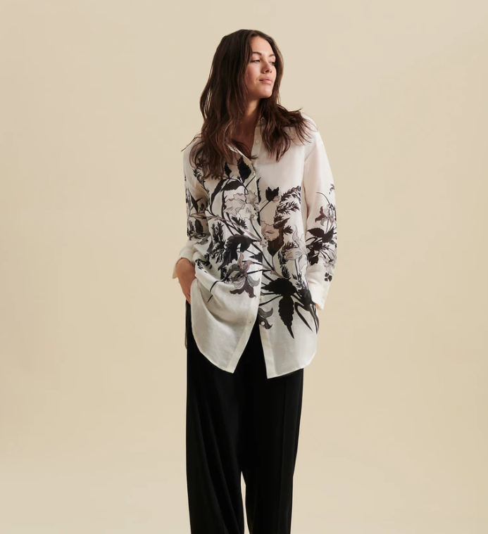 1AF0323-323 [ANNE FONTAINE] Felisa Shirt Black/White #P22F20700 (EU)