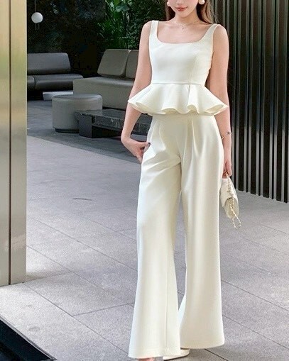 設計師家簡約收腰散擺背心+短版斗篷外套+簡約寬褲