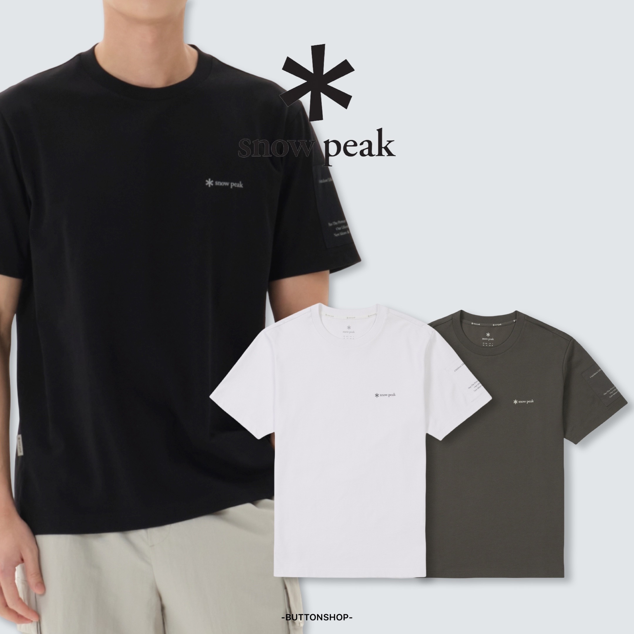 【春季新品限時折扣🔥 3/29 晚上12:00結束】Snow Peak  Aerocool Woven Patch Short Sleeve T-Shirt 手臂標語貼布box涼感短tee S26MMFTS28