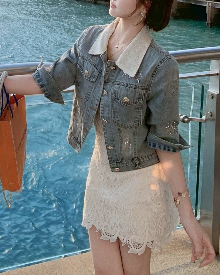 設計師家立體雕花蕾絲a字裙