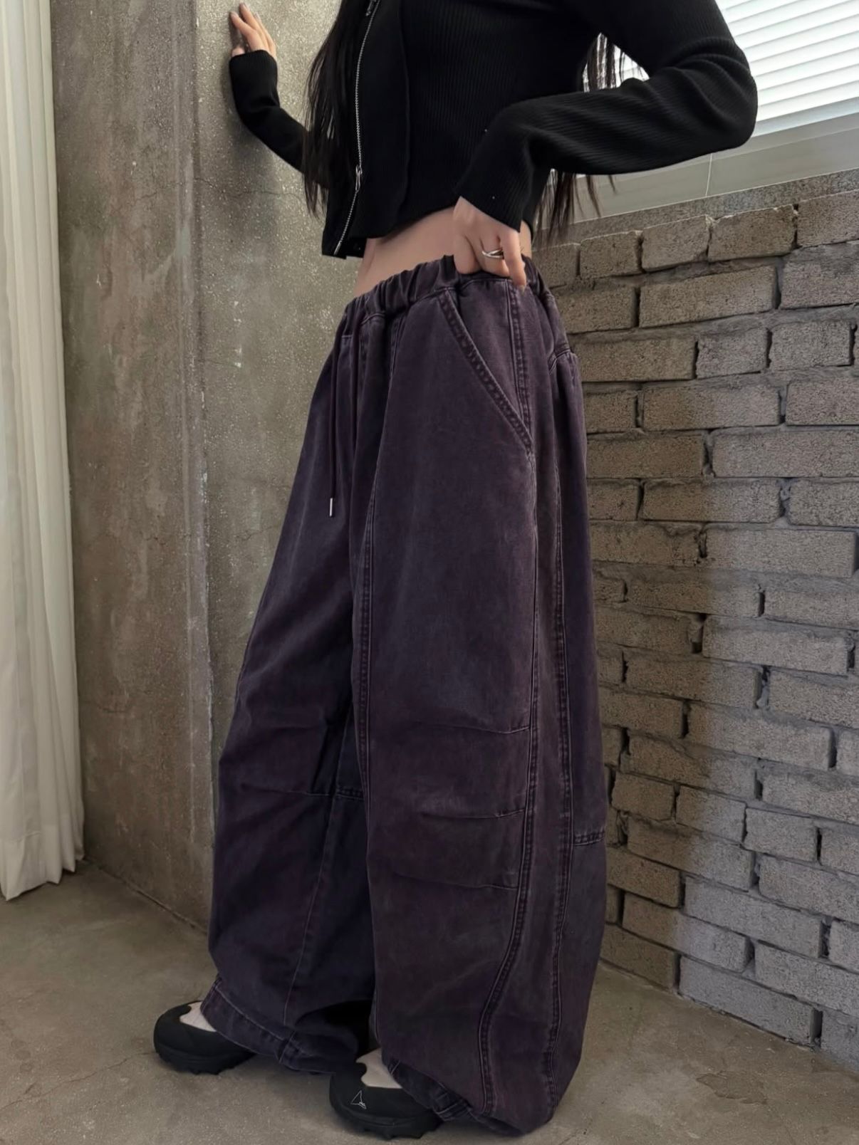 洗水淨色鬆身褲 UNUSED-153P