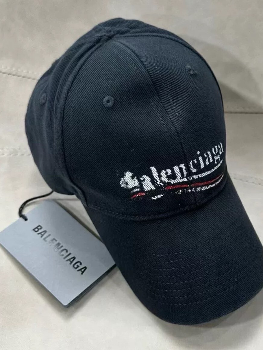 現貨6折 Balenciaga 經典潑漆可樂Logo 黑色老帽