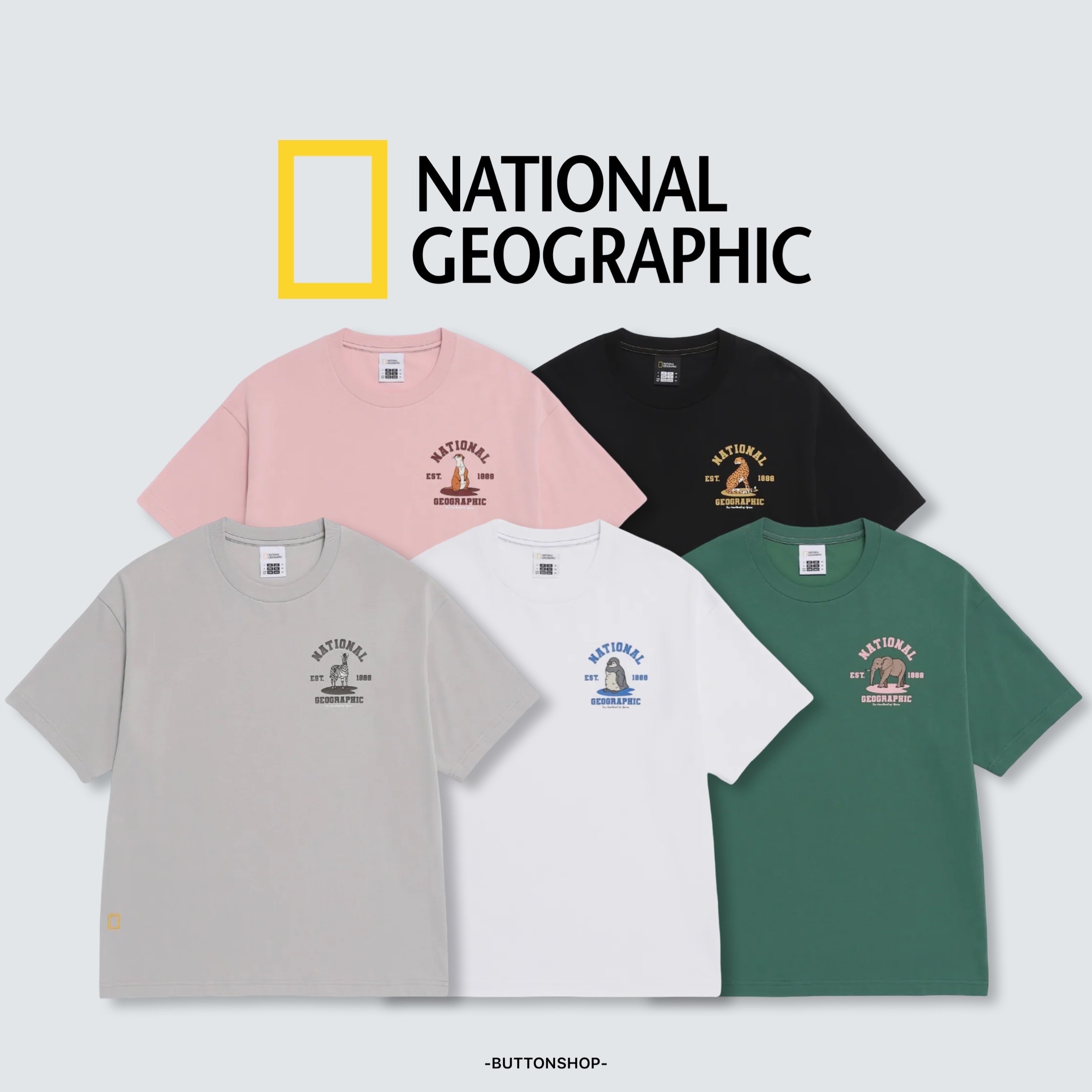 【春季新品限時折扣🔥 3/29 晚上12:00結束】NATIONAL GEOGRAPHIC 國家地理 胸前印花動物 短tee N262UTS061