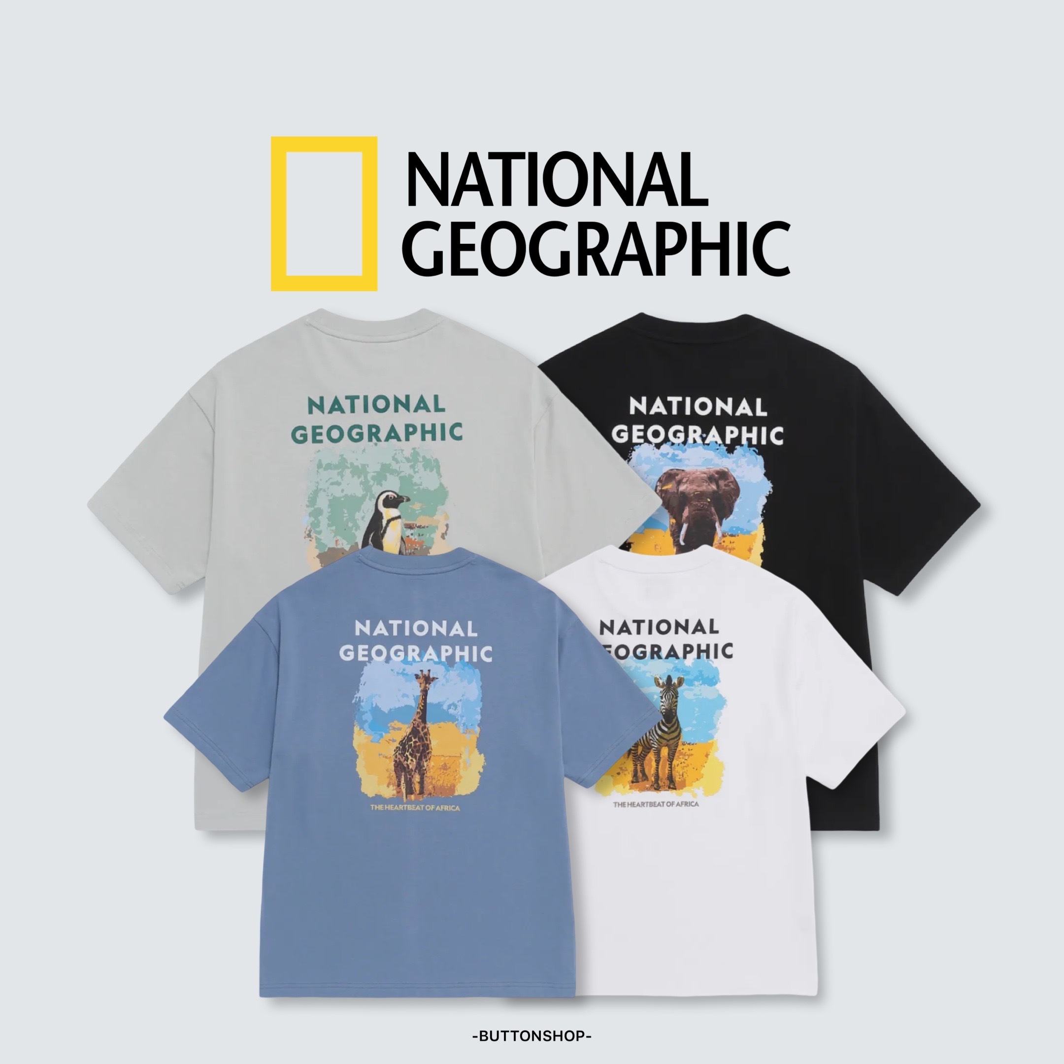 【春季新品限時折扣🔥 3/29 晚上12:00結束】NATIONAL GEOGRAPHIC 國家地理 Ratel Regen 背後動物圖樣 短tee N262UTS062