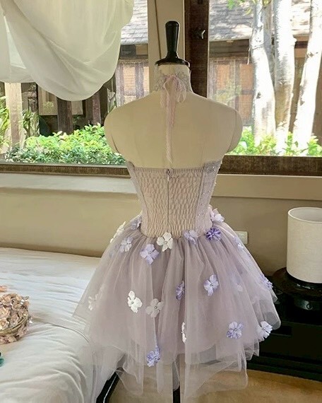 花仙子桃心領馬甲紗裙洋裝